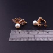 Gold earrings with fianites  and  pearls   (NEW)