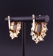 Gold earrings with citrines and fianites