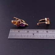 Gold earrings with amethysts and zircons (NEW)