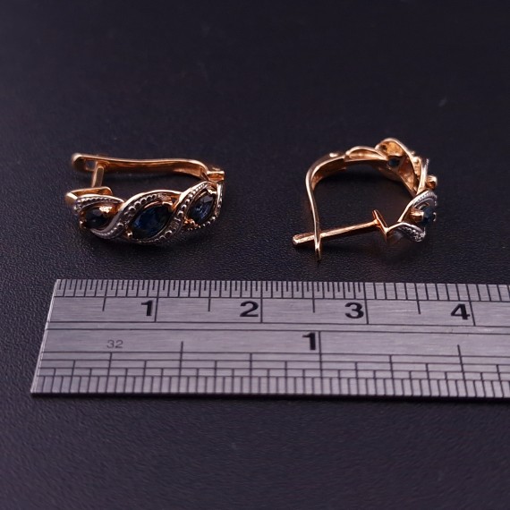 Gold earrings with diamonds and colored stones