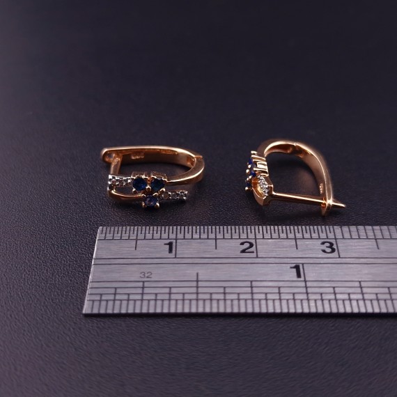 Gold earrings with diamonds and colored stones