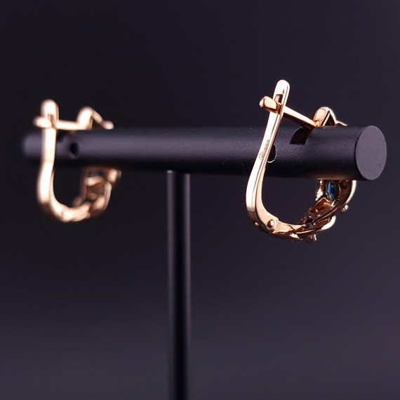 Gold earrings with diamonds and colored stones