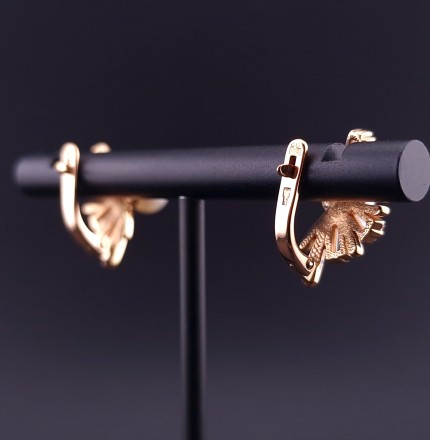 Gold earrings with fianites  and  pearls   (NEW)