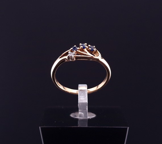 Gold ring with diamond and sapphires (NEW)