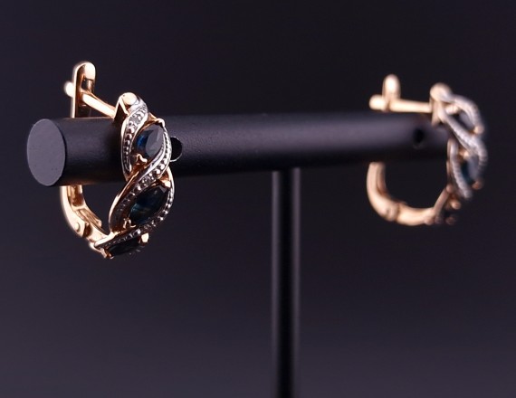 Gold earrings with diamonds and colored stones