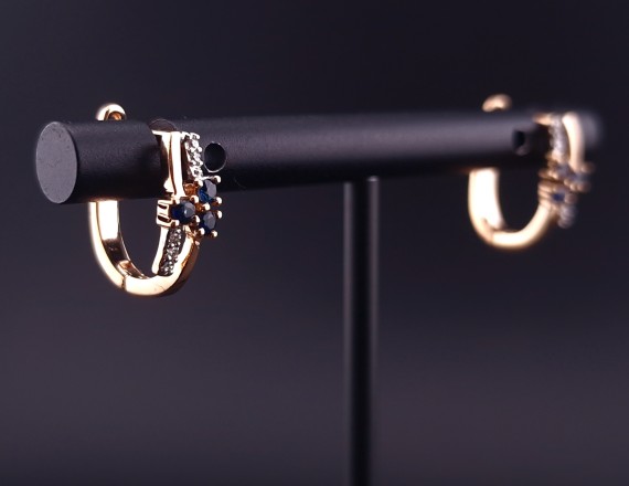 Gold earrings with diamonds and colored stones